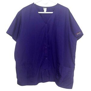 Cherokee Workwear 2XL Purple Button-Up Scrub Top With Pockets